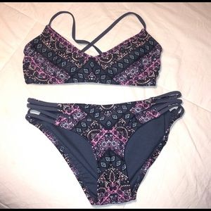 Xhilaration Purple Paisley Bikini size XS